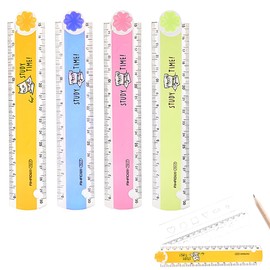 Pack of 4 Rulers 30 cm Primary School, Multifunctional Folding Ruler Made of Plastic, Foldable Measuring Ruler, Suitable for Stationery for Students or Office Supplies, Practical Storage