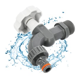 Instalguru Plastic Outlet Tap for Water Butt, 1/2 Inch x 3/4 Inch, White/Grey, Quick Connect Switch, Lightweight, Durable, Weather-Resistant, Corrosion-Resistant