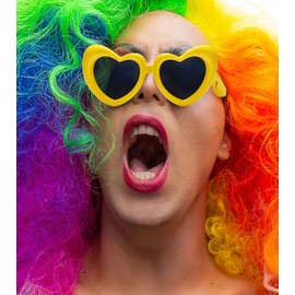 SHEEN KELLY Inflated Heart Shaped Sunglasses for Women Men Vintage Love Trendy Retro Thick Frame Party Y2K Fashion Glasses, 3