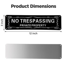 2 Pack Private Property No Trespassing Sign No Trespassing Signs Private Property Reflective,Fade Resistant,UV Protected Solid Aluminum Metal Warning Sign,12x3 Inch,Black