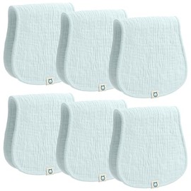 ROMY RO Muslin Burp Cloths Set, 6 Pieces, 100% Organic Cotton Hand Washcloths for Baby Boys and Girls Extra Absorbent and Soft Burping Rags (Light Blue - Solid Color)