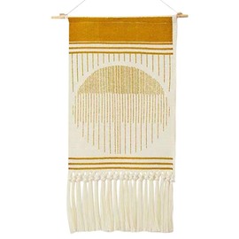 LOVIVER Art 50x70cm Creative Macrame Woven Tufted Tassel Tapestry Fringe Wall Hanging Tapestries Nursery Home Decor Wall Ornaments, Yellow Sun
