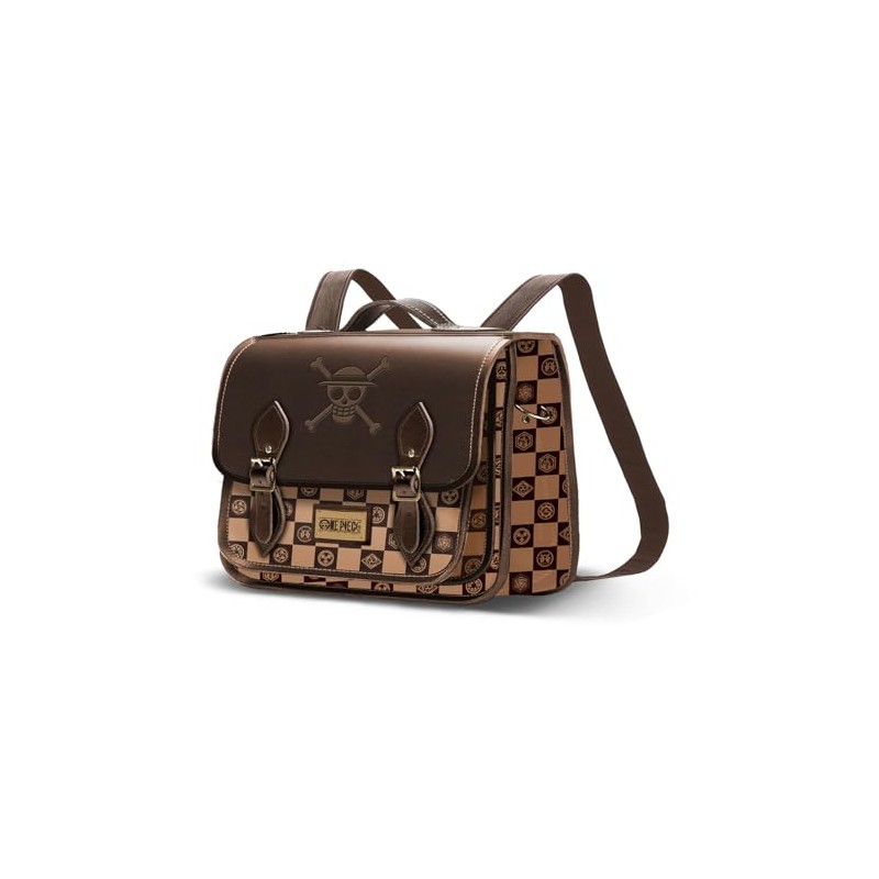 One Piece Chess-Satchel Backpack Shoulder Bag, Camel, 27 x 20