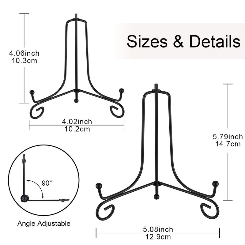 Deolven Iron Plate Stand, 2 Pack 4 Inch Black Metal