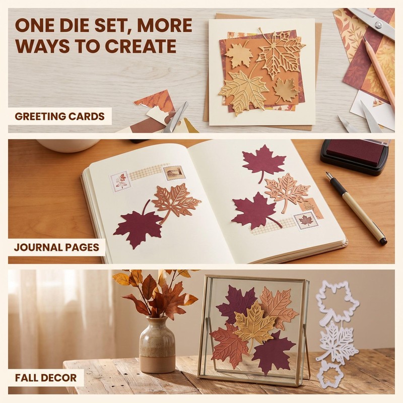 3Pcs/Set Maple Leaf Metal Cutting Dies,Maple Leaf Metal Template Molds