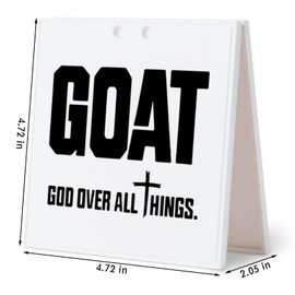 Inspiration Office Desk Sign Coworker Gift for Women Men, GOAT: God Over All Things Motivational Definition Office Decor for Desk Table Shelf White Elephant Gift
