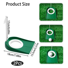 2 Pack Golf Putting Cup with Flag, Golf Training Putters Hole, Plastic Golf Putting Hole Cup, Small Golf Hole Cup Training Accessories for Office Yard Indoor Outdoor Home Backyard (Green)