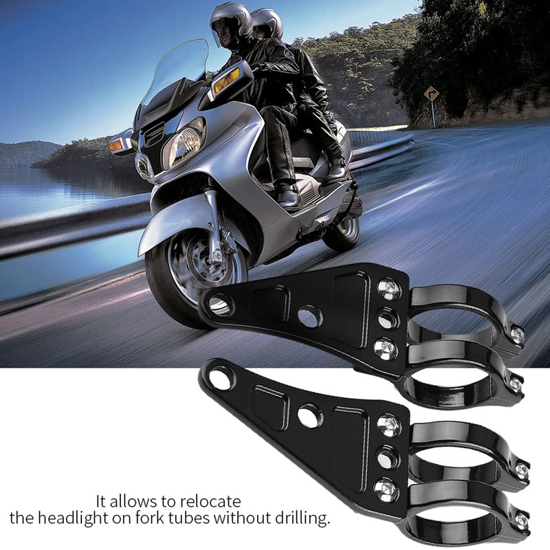 Yctze Motorcycle Headlight Bracket 2pcs Aluminium Headlight Mount Bracket Clamps