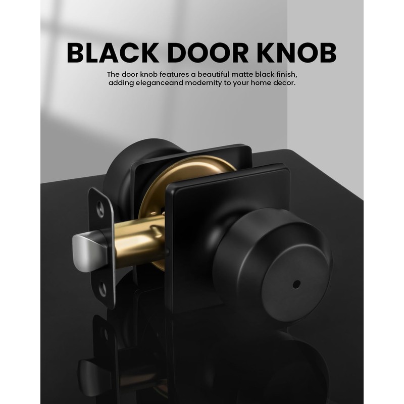 Haidms Black Door Knobs, Interior Door knobs, Privacy Door Knob