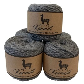 Karmill 60% Superfine Alpaca 40% Merino Wool Alpaca Wool 60% Superfine Alpaca 40% Merino Lot-5 Dk Weight MID Gray Heather 618