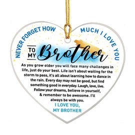 Brother Gift from Sister Brother, Brother Christmas Ornament Gift Birthday Graduation Gifts for Brother Acrylic Heart Keepsake Gift, Never Forget How Much I Love You