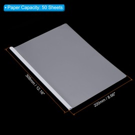 PATIKIL Clear Report Covers with Sliding Bar, 10 Pcs 8 mm Slide-Grip Resume Cover 50 Sheets Capacity, A4 Presentation Folders for File, Resume, White