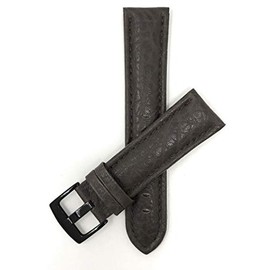 Bandini Extra Long (XL) 20mm Mens Italian Leather Watch Band Strap - Brown - Buffalo Pattern - Classic - Black Buckle