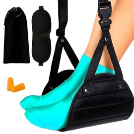 Foot Hammock for Plane Travel,Comfortable and Portable Airplane Foot Hammock,with Eye Mask and Earplugs,- Travel Essentials to Relax Your Feet，Best Gifts for People Who Travel