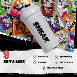 SNEAK Energy Drink Starter Pack | 9 Sachets with Monochrome Shaker | No Sugar. No Nasties. Just Natural Caffeine, Focus-Boosting Nootropics