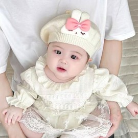 Girls' Beret Baby Hat - Cute Lamb Princess Style for Spring & Autumn Newborns Free Size/Orange 15ea