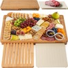 Kikcoin Bamboo Cutting Board Set with Defrosting Tray, Wood Cutting