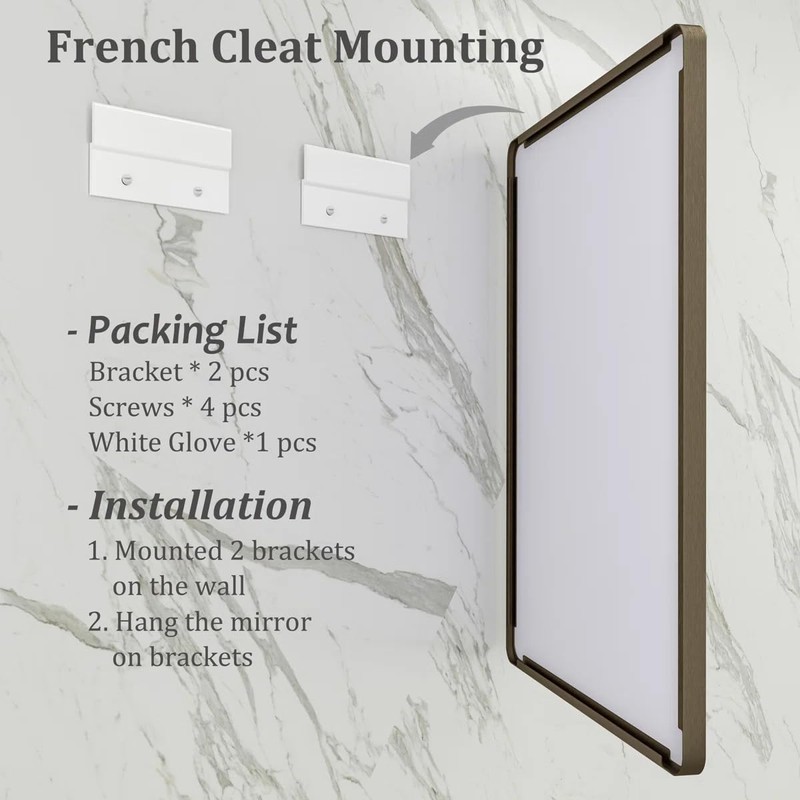 CHARMOR 22x30 Bronze Bathroom Wall Mirror, Brushed Metal Framed Vanity