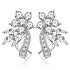 Platinum Plated White Cubic Zirconia Diamond Flower Earrings Studs Wrap Earring Birthday Gifts for Women Girls Y492 (White)