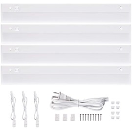 TORCHSTAR LED Under Cabinet Task Lighting, 8W, 16 Inch, 3000K Warm White, ETL Listed, Linkable, Plug in, White Finished, 4Pcs