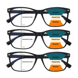 CLASAGA Progressive Multifocus Reading Glasses for Women, Blue Light Blocking Ladies Computer Readers with Spring Hinge (3 black, 4, multiplier_x)