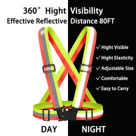 Fepdiu High Visibility Reflective Vest Safety Vest Running Reflective Gear Adjustable Reflective Vest for Walking,Jogging,Hiking,Night Cycling (Bicolor)