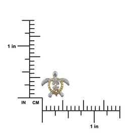 Sterling Silver with Yellow Gold Tone Accents Petroglyph Turtle Plumeria Stud Earrings