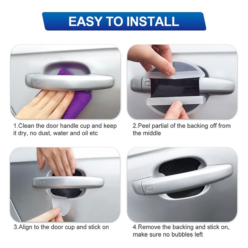JDMON Car Door Handle Cup Scratch Protector, 4Pcs TPU Carbon