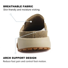 UPIShi - Mocasines ortopédicos para hombre con soporte de arco para alivio de fascitis plantar, de lona para interiores y exteriores, antideslizantes, casuales, Marrón oscuro, 26 cm