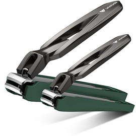 Nail Clippers for Men with Catcher, 2-Pack Large & Small Anti-Splash Nail Clippers for Fingernails & Toenails, Sharp Stainless Steel Heavy-Duty Self-Collecting Nail Cutter for Men Women