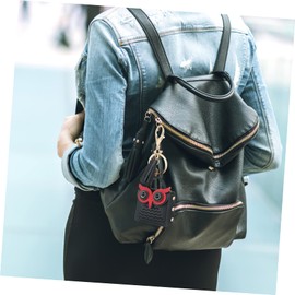 CIYODO Cartoon Owl Earphone Storage Bag PU Headphone Organizer with Keychain for Women Travel Friendly Pouch with Button Closure for Daily Use