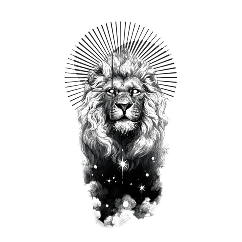 5 Sheets Temporary Lion Tattoo Religious Tattoo Cross Tattoo Arm