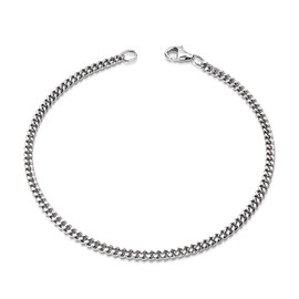 Materia SA-134 Curb Chain Bracelet for Men and Women 925 Sterling Silver Diameter 2.8 mm Diamond-Coated 17-23 cm, Diamond-coated