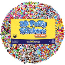 PURPLE LADYBUG 2000PCS 3D Puffy Stickers for Children - 80 Unique Kids Stickers Sheets - Stickers for Party Bags - Animals, Dinosaurs, Alphabet, & More - Fun Stickers for Girls & Boys