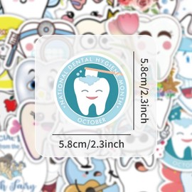 Generic 50Pcs Tooth Stickers, Funny Dental Stickers Tooth Fairy Sticker for Laptop, Water Bottle, Scrapbook, DIY Crafts, Teeth Themed Party Decoration Baby Shower Birthday Gift for Boy Girl