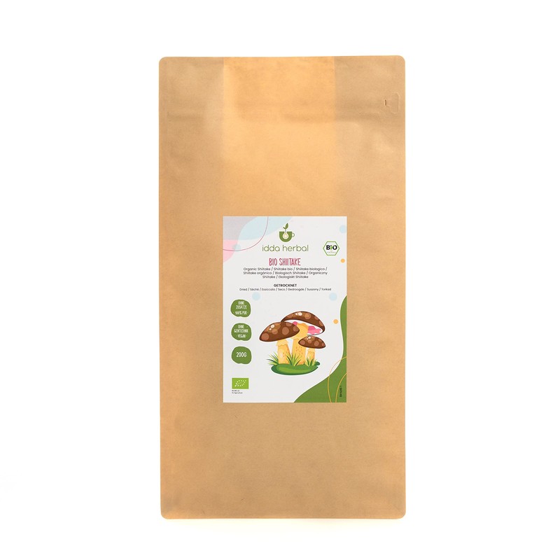 IDDA Herbal Dried Shiitake Mushrooms, 200g, Organic, 100% Natural, Vegan,