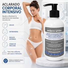 Exderm White Crema Despigmentante Corporal Antimanchas para Axilas Zonas Íntimas y Entrepierna Tratamiento Unificador de Tono con Arbutina Ácido Kójic
