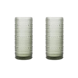 Fortessa Jupiter Hobnail Glass, 11 Ounce Collins/High Ball (Set of 2), Smoke Gray