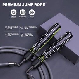 Hererope Weighted Jump Ropes for Men & Women, 1LB Jump Rope Weighted With Ball-bearing, No-Slip Grip, Durable Steel Cable, Heavy Jump Rope Designed for Fitness, High-Intensity Strength Workouts, crossfit