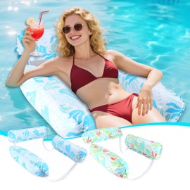 GCRQ Pool Inflatables Floats for Adults, 2-Pack Multi-Purpose Pool Hammock Floating Chairs, Heavy Duty PVC Material, Water Floats for Swimming Pool, Beach, Summer Pool Toys Party Gifts (Blue, Green)