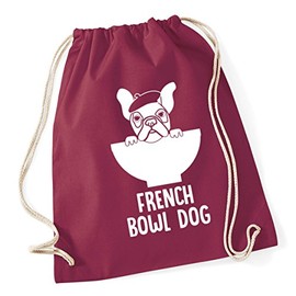 Hippowarehouse French bowl dog Drawstring CottonSchool Gym Bag 37cm x 46cm, 12 litres