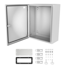 OPYRET Electrical Junction Box, 20"x16"x8'' NEMA Steel Enclosure IP66 Waterproof & Dustproof Outdoor/Indoor Electrical Project Box with Mounting Plate