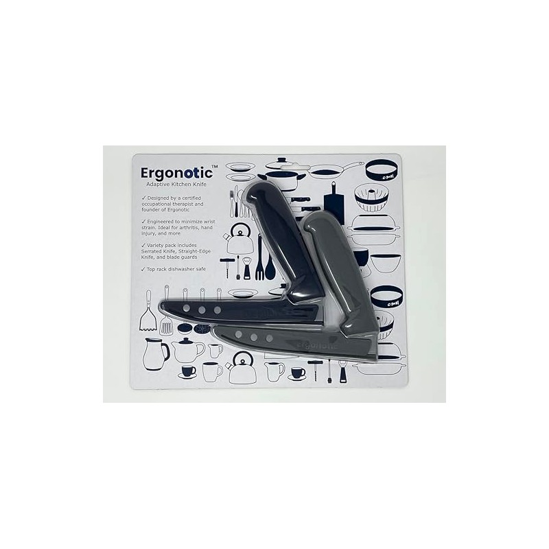 Ergonotic 'Right Angle' Knife, Variety 2pk, Designed by a Certified