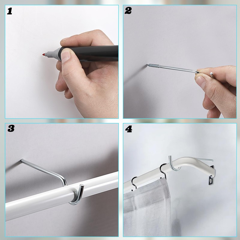 Sumnacon Curtain Rod Support for Wall 8 Pcs Single Curtain