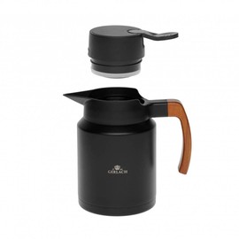 Gerlach Natur Insulated Flask Thermos Flask 1.2 L Thermal Teapot Coffee Pot Stainless Steel Jug for Coffee Tea On the Go Outdoor Keeps Hot 12 Hours Cold 6 Hours Black