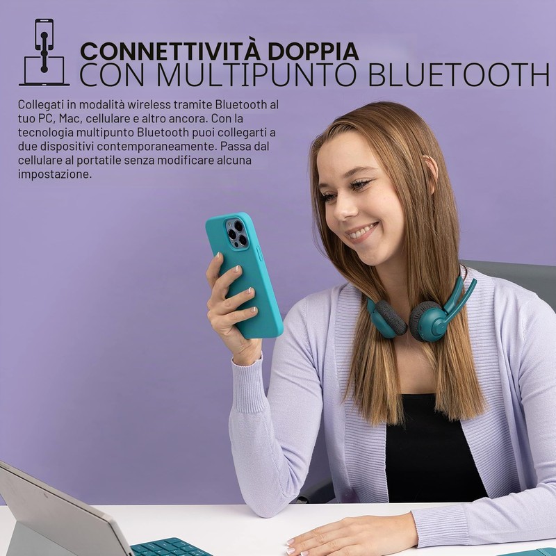 JLab Go Work Pop Cuffie Bluetooth con Microfono senza Filo