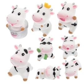 BESPORTBLE 8Pcs Cartoon Miniature Cow Figurines for Lawn Landscape Durable Resin Animal Decorations for Micro Gardening Cute Dairy Cow Ornaments for Garden Decor