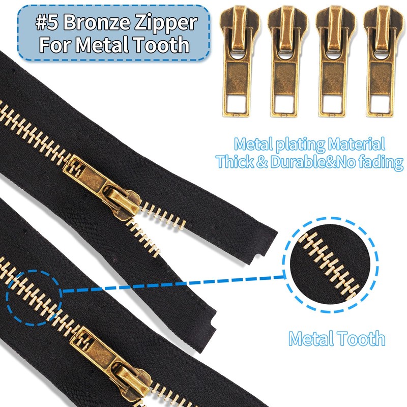Domthent Zipper Repair Kit,#5 Zipper Pull Replacement,76pcs Fix a Zipper