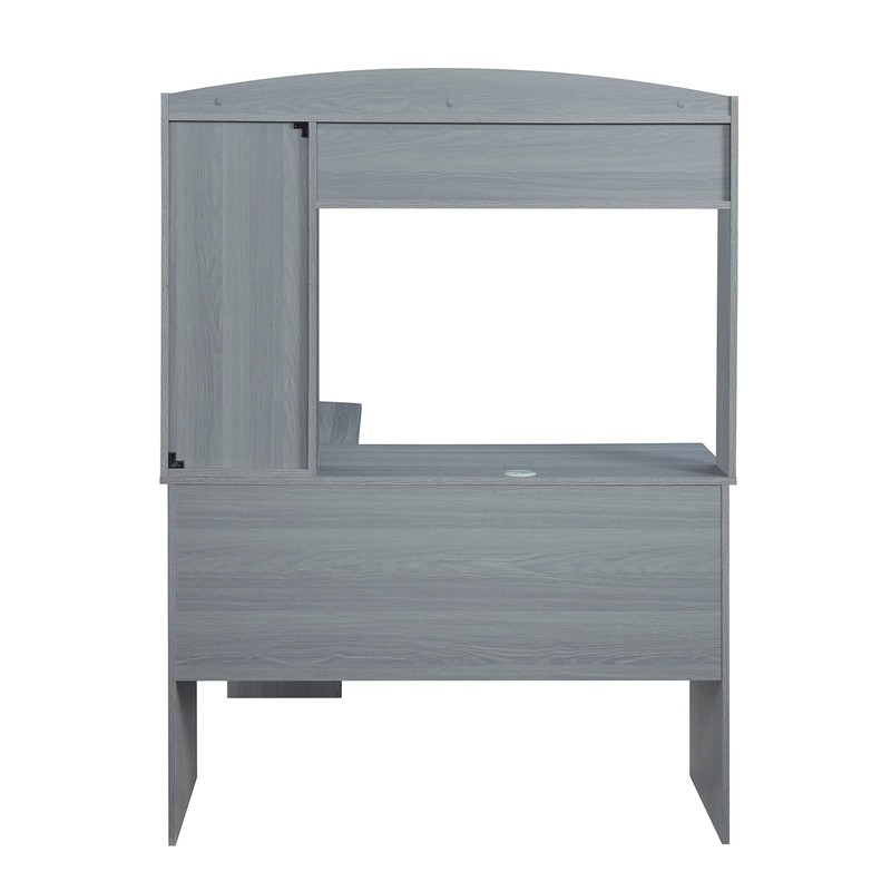 Techni Mobili Modern Hutch L-Shaped Computer Desk, Grey