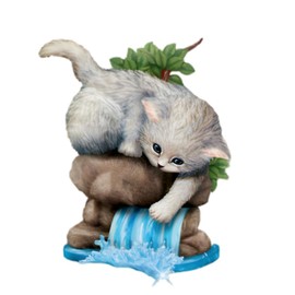 The Hamilton Collection Splashin Good Time A Delightful Kitten Figurine Collection Issue #3 3D Sculptural Detail Handcrafted and Hand Painted Figurine by Jurgen Scholz 4-inches